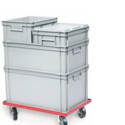 PROREGAL Transportroller Für Euroboxen 60x40cm Mit Kunststoffräder Rot | Geschlossenes Deck | 4 Lenkrollen | Traglast 300kg -Vago-tools-Geschäft 635602f2 903c 4e74 a1b4 f15880bea83b