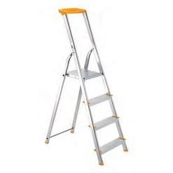PROREGAL Metal Single Giraffe Einseitige-Aluminium-Bügelleiter Mit Ablageschale | 6 Stufen | 198cm Hoch | Leiter, Trittleiter, Bügelleiter, Stehleiter