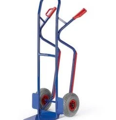 Rollcart Kufenkarre, Tragl. 250kg, Schaufel BxT 480x330mm, Stahl, RAL5010, Luft-Bereifung