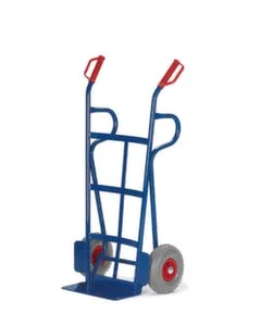 Rollcart Sackkarre, Tragl. 200kg, Schaufel BxT 400x180mm, Rückwand Gewölbt, Stahl, RAL5010, TPE-Bereifung 4 Rollcart Sackkarre, Tragl. 200kg, Schaufel BxT 400x180mm, Rückwand Gewölbt, Stahl, RAL5010, TPE-Bereifung – Bild 2