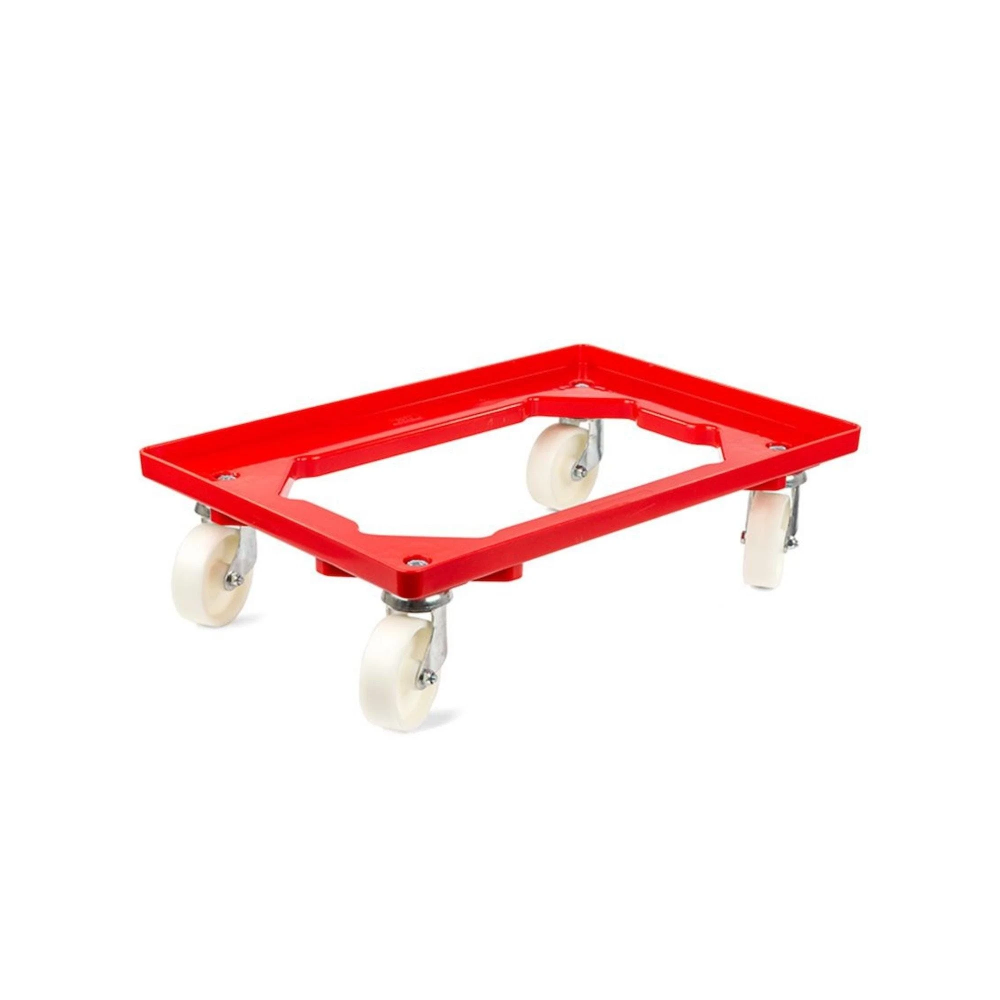 PROREGAL Transportroller Für Euroboxen 60x40cm Mit Kunststoffräder Rot | Offenes Deck | 2 Lenkrollen & 2 Bockrollen | Traglast 300kg 3 PROREGAL Transportroller Für Euroboxen 60x40cm Mit Kunststoffräder Rot | Offenes Deck | 2 Lenkrollen & 2 Bockrollen | Traglast 300kg