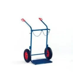 Rollcart Flaschenkarre, Tragl. 200kg, 2x40/50l Flasche, M. Kette, RAL5010, Vollgummi-Bereifung