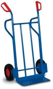 Variofit Kistenkarre, Tragl. 250kg, Schaufel BxT 480x300mm, Stahl, RAL5010, Luft-Bereifung 7 Variofit Kistenkarre, Tragl. 250kg, Schaufel BxT 480x300mm, Stahl, RAL5010, Luft-Bereifung – Bild 5