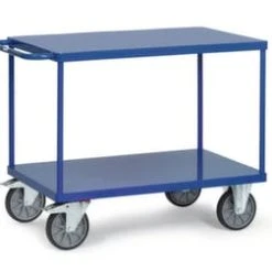Fetra Tischwagen, Tragl. 600kg, 2 Etage(n), Ladefl. LxB 1000x600mm, RAL5007, TPE-Bereifung