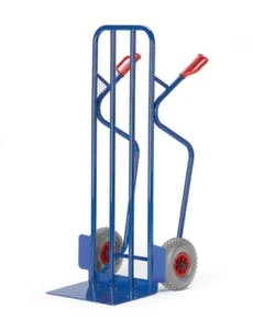 Null Stapelkarre, Tragl. 150kg, Schaufel BxT 270x200mm, Klappbar, RAL5010, Luft-Bereifung 8 Null Stapelkarre, Tragl. 150kg, Schaufel BxT 270x200mm, Klappbar, RAL5010, Luft-Bereifung – Bild 6