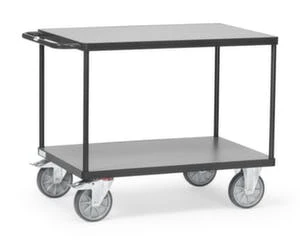 Fetra Etagenwagen, Tragl. 1200kg, 2 Etage(n), Ladefl. LxB 700x700mm, Holzplatte, RAL7016, Vollgummi-Bereifung 9 Fetra Etagenwagen, Tragl. 1200kg, 2 Etage(n), Ladefl. LxB 700x700mm, Holzplatte, RAL7016, Vollgummi-Bereifung – Bild 7