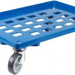 PROREGAL Transportroller Für Euroboxen 60x40cm Mit Gummiräder Blau | Gitter/Rasterdeck | 2 Lenkrollen & 2 Bockrollen | Traglast 300kg