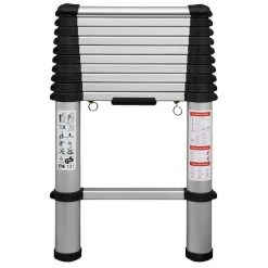 PROREGAL Metal Flexible Single Giraffe Aluminium-Teleskop-Anlegeleiter | 11 Sprossen | HxB 78-320x47cm | 150kg Tragkraft | Teleskopleiter, Trittleiter