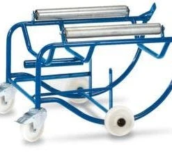 Alternative view of Rollcart Fasskippbock, F. 1x200l Fass, Ölwanne 10l, Auflage M. Walzen, RAL5010, HxLxB 575x810x720mm, Polyamid-Bereifung