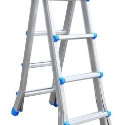 Alternative view of Null Alu Teleskopleiter Ausziehbar, Klappleiter 4-teilig, 4,6 M, Bis 150 Kg, Stehleiter, Anlegeleiter