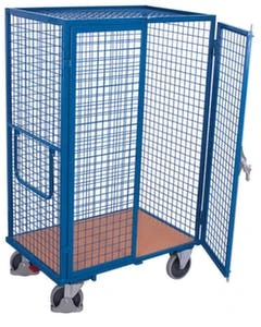 Variofit Schrankwagen, Tragl. 500kg, 1 Etage(n), Ladefl. LxB 1045x685mm, Holzplatte, 3 Wände, RAL5010, TPE-Bereifung 4 Variofit Schrankwagen, Tragl. 500kg, 1 Etage(n), Ladefl. LxB 1045x685mm, Holzplatte, 3 Wände, RAL5010, TPE-Bereifung – Bild 2