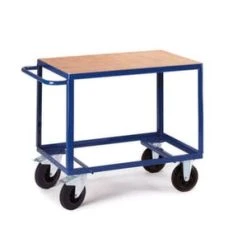Rollcart Tischwagen, Tragl. 500kg, 1 Etage(n), Ladefl. LxB 1000x700mm, Holzboden, Winkelrahmen, RAL5010, Vollgummi-Bereifung