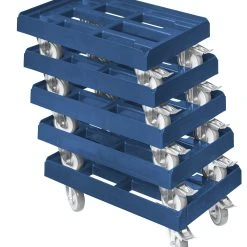 Null 5 Stück Transportroller Für Kisten 60 X 40 Cm Mit 2 Bremsen In Blau