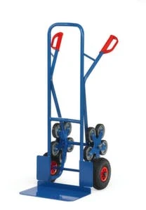 Variofit Treppenkarre, 5-Stern, Tragl. 200kg, Schaufel BxT 480x300mm, RAL5010, Luft-Bereifung 5 Variofit Treppenkarre, 5-Stern, Tragl. 200kg, Schaufel BxT 480x300mm, RAL5010, Luft-Bereifung – Bild 3