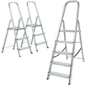 Null Stufenstehleiter-Set, 2x3 Stufen/1x5 Stufen, Einseitig, Alu 3 Null Stufenstehleiter-Set, 2x3 Stufen/1x5 Stufen, Einseitig, Alu
