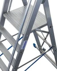 Krause Fahrbare Stufen-Plattformleiter, Einseitig, 9 Stufe(n), Stand H 2, 1m, Holm L 3, 35m, Handlauf Beidseitig, Alu