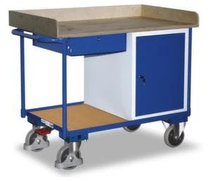 Rollcart Schrankwagen, Tragl. 1000kg, 2 Etage(n), Ladefl. LxB 1000x700mm, Siebdruckplatte, RAL7035/RAL5010, 1 Schränke 7 Rollcart Schrankwagen, Tragl. 1000kg, 2 Etage(n), Ladefl. LxB 1000x700mm, Siebdruckplatte, RAL7035/RAL5010, 1 Schränke – Bild 5