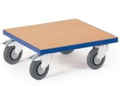 Rollcart Kastenroller, Tragl. 250kg, Ladefl. LxB 500x500mm, Lade H 190mm, Holzplatte, RAL5010, 4 Lenkrollen