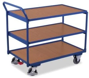 Variofit Tischwagen, Tragl. 250kg, 2xHolzplatte, Ladefl. LxB 1000x600mm, Holzböden, 2 Schubladen, RAL5010, TPE-Bereifung 6 Variofit Tischwagen, Tragl. 250kg, 2xHolzplatte, Ladefl. LxB 1000x600mm, Holzböden, 2 Schubladen, RAL5010, TPE-Bereifung – Bild 4