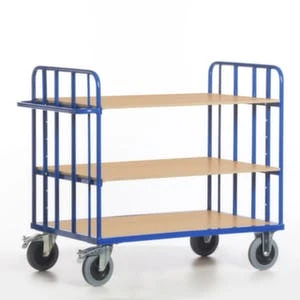Rollcart Etagenwagen, Tragl. 600kg, Ladefl. LxB 1000x700mm, Holzboden, RAL5010, TPE-Bereifung 4 Rollcart Etagenwagen, Tragl. 600kg, Ladefl. LxB 1000x700mm, Holzboden, RAL5010, TPE-Bereifung – Bild 2