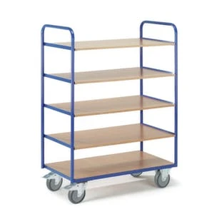 Variofit Etagenwagen, Tragl. 250kg, 2 Etage(n), Ladefl. LxB 1000x600mm, Holzkästen, RAL5010 8 Variofit Etagenwagen, Tragl. 250kg, 2 Etage(n), Ladefl. LxB 1000x600mm, Holzkästen, RAL5010 – Bild 6