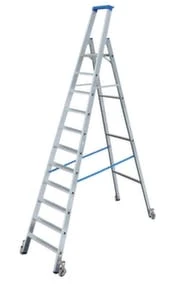 Krause Rollbare Stufenleiter, Einseitig, 8 Stufen, Stand H 1, 9m, Holm L 2, 7m, Alu 4 Krause Rollbare Stufenleiter, Einseitig, 8 Stufen, Stand H 1, 9m, Holm L 2, 7m, Alu – Bild 2