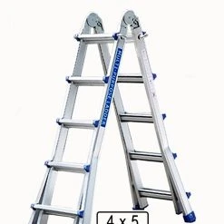 Null Alu Teleskopleiter Ausziehbar, Klappleiter 4-teilig, 4,6 M, Bis 150 Kg, Stehleiter, Anlegeleiter