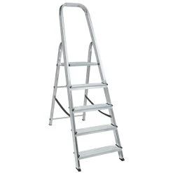 Null Stufenleiter Aus Alu, 5 Stufen, Erreichbare Arbeitshöhe 2995 Mm, Tragkraft 150kg