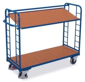 Variofit Etagenwagen, Tragl. 250kg, 2 Etage(n), Ladefl. LxB 1320x535mm, Drahtgitterböden, Neigbar, Gestell Mit Verzinkt, TPE-Bereifung 8 Variofit Etagenwagen, Tragl. 250kg, 2 Etage(n), Ladefl. LxB 1320x535mm, Drahtgitterböden, Neigbar, Gestell Mit Verzinkt, TPE-Bereifung – Bild 6