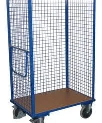 Variofit Schrankwagen, Tragl. 500kg, 1 Etage(n), Ladefl. LxB 1245x785mm, Holzplatte, 3 Wände, RAL5010, TPE-Bereifung