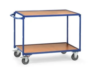 Variofit Tischwagen, Tragl. 250kg, 2xHolzplatte, Ladefl. LxB 1000x600mm, Holzböden, 2 Schubladen, RAL5010, TPE-Bereifung 7 Variofit Tischwagen, Tragl. 250kg, 2xHolzplatte, Ladefl. LxB 1000x600mm, Holzböden, 2 Schubladen, RAL5010, TPE-Bereifung – Bild 5