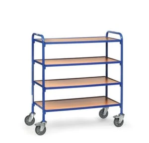Fetra Etagenwagen, Tragl. 250kg, 4 Etage(n), Ladefl. LxB 320x470mm, Holzböden, M. 4 Kästen, RAL5007, TPE-Bereifung 7 Fetra Etagenwagen, Tragl. 250kg, 4 Etage(n), Ladefl. LxB 320x470mm, Holzböden, M. 4 Kästen, RAL5007, TPE-Bereifung – Bild 5