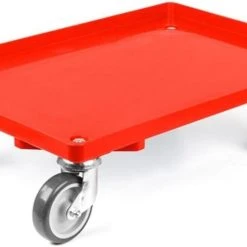 PROREGAL Transportroller Für Euroboxen 60x40cm Mit Gummiräder Rot | Geschlossenes Deck | 4 Lenkrollen | Traglast 300kg