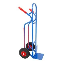 PROREGAL Sackkarre Rhino, Schaufel BxT 27x20cm, Tragl. 250kg, Pannensichere Vollgummireifen, Blau, Stahl Sackkarren Transportkarre