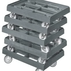 Null 5 Stück Transportroller Für Kisten 60 X 40 Cm Mit 4 Lenkrollen In Grau