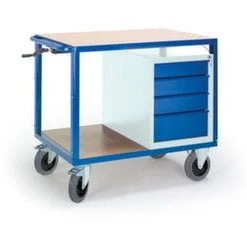 Rollcart Werkbank- Und Montagewagen, Tragl. 400kg, Ladefl. LxB 1000x600mm, Holzplatte, RAL7035/RAL5010, 1 Lochplatte(n), 4 Schubladen -Vago-tools-Geschäft b7b2c6f6 efbc 47a6 820e 76425809951b