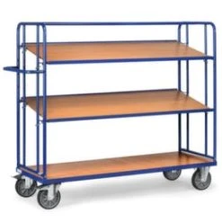 Fetra Etagenwagen, Tragl. 500kg, 3 Etage(n), Ladefl. LxB 850x500mm, Holzkästen, RAL5007, TPE-Bereifung -Vago-tools-Geschäft bed8d99e aa04 4aa1 b00c 7e9abf439423