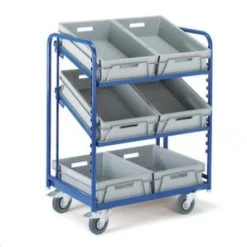 Rollcart Etagenwagen, Tragl. 200kg, 3 Etage(n), Ladefl. LxB 410x610mm, Rahmen, M. 3 Kästen, F. Euronorm-Beh., RAL5010 -Vago-tools-Geschäft c1a26ad0 50f8 43a2 b960 0d326305d4e7