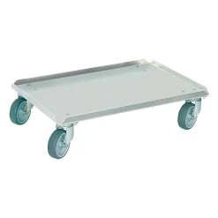 Null Alu-Transportroller Für Eurobehälter 600 X 400 Mm, Deck Geschlossen, Tragkraft 250 Kg