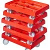 Null 5 Stück Transportroller Für Kisten 60 X 40 Cm Mit 4 Lenkrollen In Rot