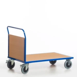 Rollcart Rohr-Stirnwandwagen, Tragl. 400kg, Ladefl. LxB 850x400mm, Holzplatte, 1 Wand, RAL5010, 2 Lenk-/2 Bockrollen, TPE-Bereifung 5 Rollcart Rohr-Stirnwandwagen, Tragl. 400kg, Ladefl. LxB 850x400mm, Holzplatte, 1 Wand, RAL5010, 2 Lenk-/2 Bockrollen, TPE-Bereifung – Bild 3