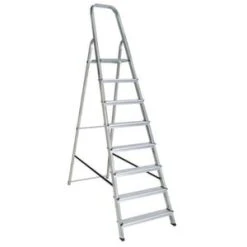 Null Alu-Bügelleiter, Einseitig, 8 Stufe(n), Stand H 1, 64m, Alu