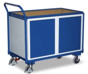 Variofit Schrankwagen, Tragl. 250kg, Ladefl. LxB 985x590mm, RAL5010, 1 Schrank, 3 Etagen, HxLxB 1050x1125x625mm, TPE-Bereifung 7 Variofit Schrankwagen, Tragl. 250kg, Ladefl. LxB 985x590mm, RAL5010, 1 Schrank, 3 Etagen, HxLxB 1050x1125x625mm, TPE-Bereifung – Bild 5