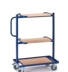 Rollcart Beistellwagen, Tragl. 200kg, 3 Etage(n), Ladefl. LxB 620x410mm, Holzböden, F. Euronorm-Beh., RAL5010, TPE-Bereifung