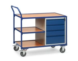 Rollcart Schrankwagen, Tragl. 300kg, Ladefl. LxB 1000x575mm, RAL7035/RAL5010, 4 Schubladen, HxLxB 990x1170x600mm, TPE-Bereifung 8 Rollcart Schrankwagen, Tragl. 300kg, Ladefl. LxB 1000x575mm, RAL7035/RAL5010, 4 Schubladen, HxLxB 990x1170x600mm, TPE-Bereifung – Bild 6