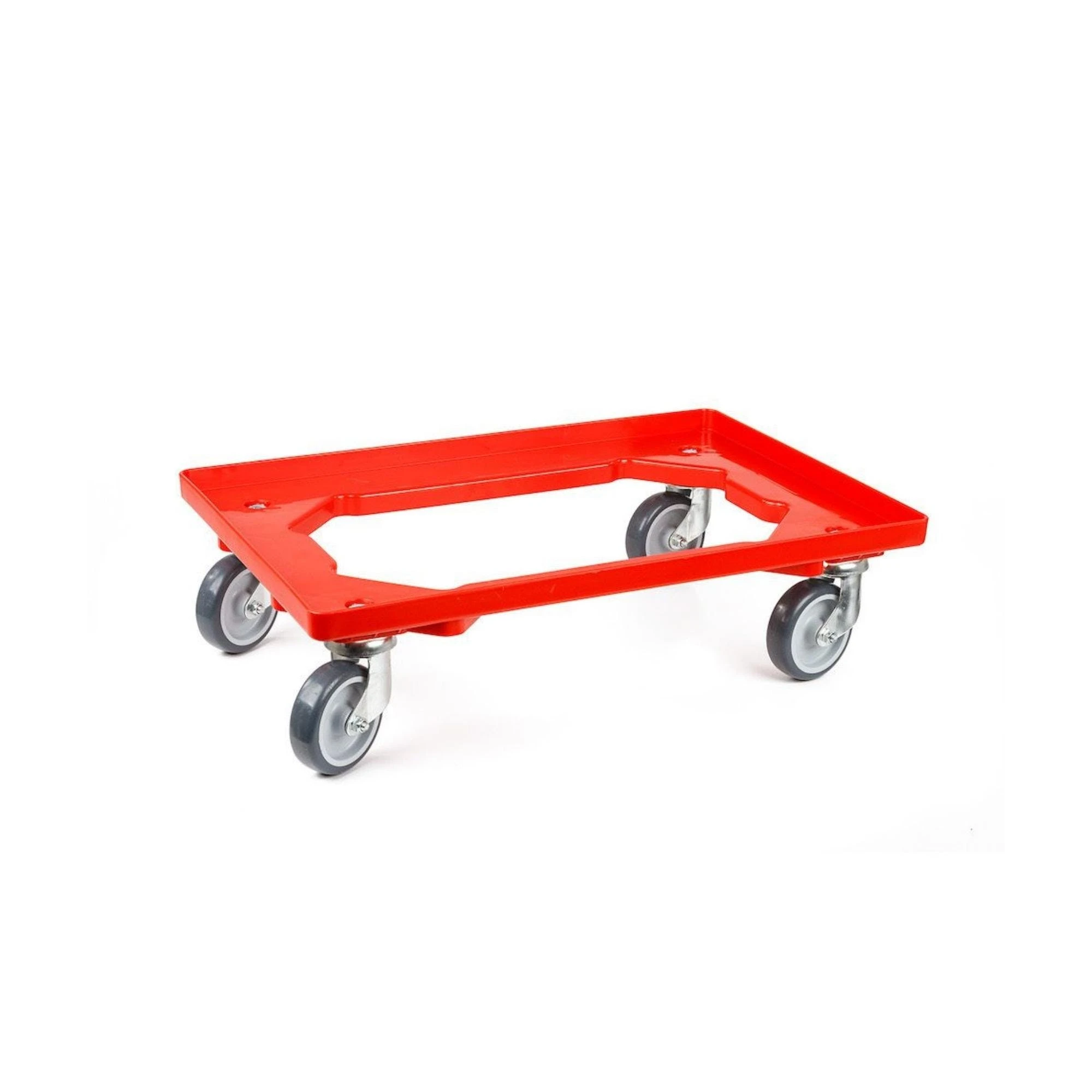 PROREGAL Transportroller Für Euroboxen 60x40cm Mit Gummiräder Rot | Offenes Deck | 2 Lenkrollen & 2 Bremsrollen | Traglast 300kg 3 PROREGAL Transportroller Für Euroboxen 60x40cm Mit Gummiräder Rot | Offenes Deck | 2 Lenkrollen & 2 Bremsrollen | Traglast 300kg