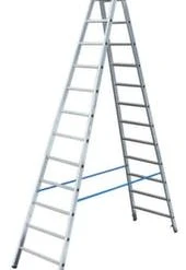 Krause Sprossenstehleiter, Beidseitig, 2x12 Sprossen, Holm L 3, 47m, 2-tlg., Alu