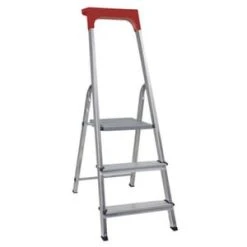 Null Alu-Stufenleiter, Einseitig, 3 Stufen, Stand H 0, 57m, Alu