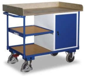 Rollcart Schrankwagen, Tragl. 1000kg, 2 Etage(n), Ladefl. LxB 1000x700mm, Siebdruckplatte, RAL7035/RAL5010, 1 Schränke 6 Rollcart Schrankwagen, Tragl. 1000kg, 2 Etage(n), Ladefl. LxB 1000x700mm, Siebdruckplatte, RAL7035/RAL5010, 1 Schränke – Bild 4