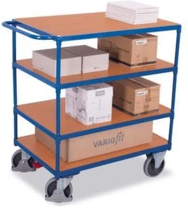 Variofit Schrankwagen, Tragl. 500kg, 1 Etage(n), Ladefl. LxB 1045x685mm, Holzplatte, 3 Wände, RAL5010, TPE-Bereifung 8 Variofit Schrankwagen, Tragl. 500kg, 1 Etage(n), Ladefl. LxB 1045x685mm, Holzplatte, 3 Wände, RAL5010, TPE-Bereifung – Bild 6